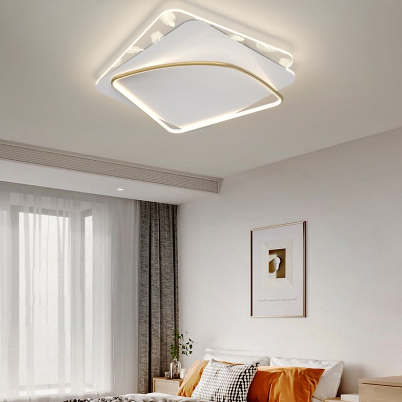 Contemporary Style Aluminum LED Flush Light Fixture Feather Ceiling Flush Mount for Bedroom