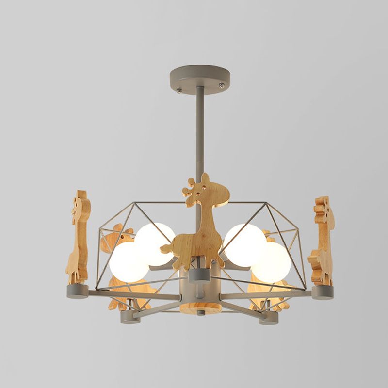 Moderne macaron -stijl tak hangend licht houten multi -kop kroonluchter voor woonkamer