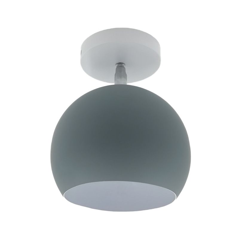 Small Half Sphere Adjustable Flush Mount Macaron Aluminum 1 Bulb Yellow/Pink/Grey Semi Flush Mount Lighting Fixture