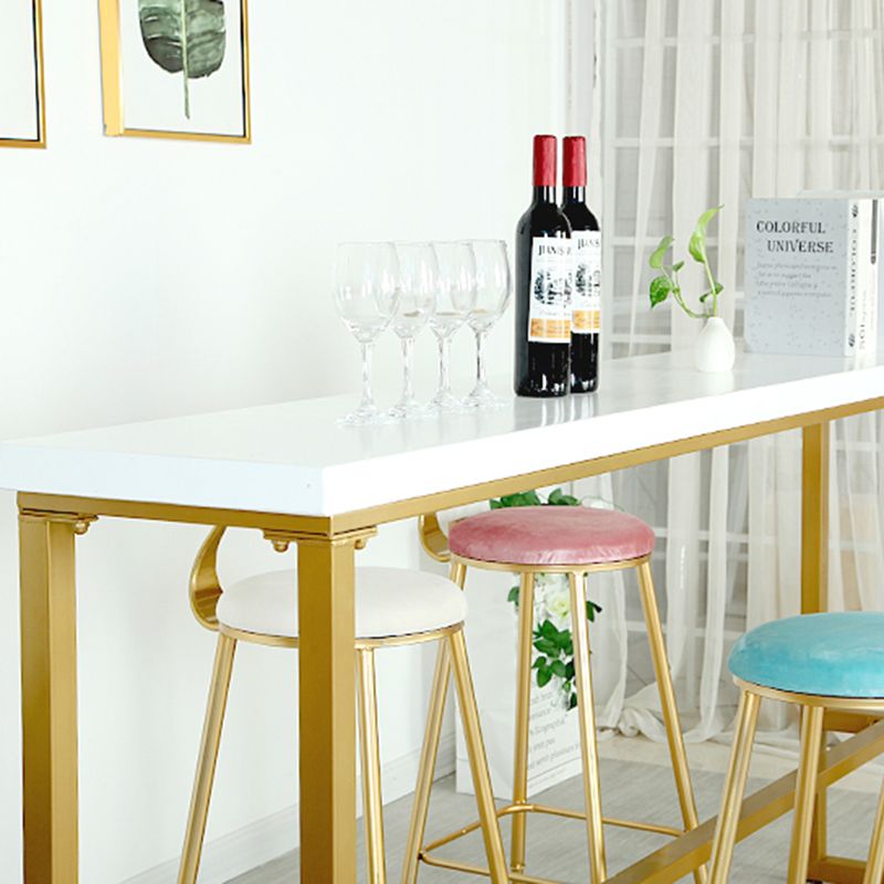 1/4 Pieces Moderns Rectangle Pub Table Set Wooden Counter Table with High Stools