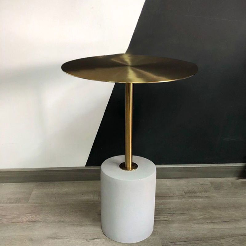 Mid-Century Modern Pedestal Metal Coffee Table Round Top Shape Cocktail Table