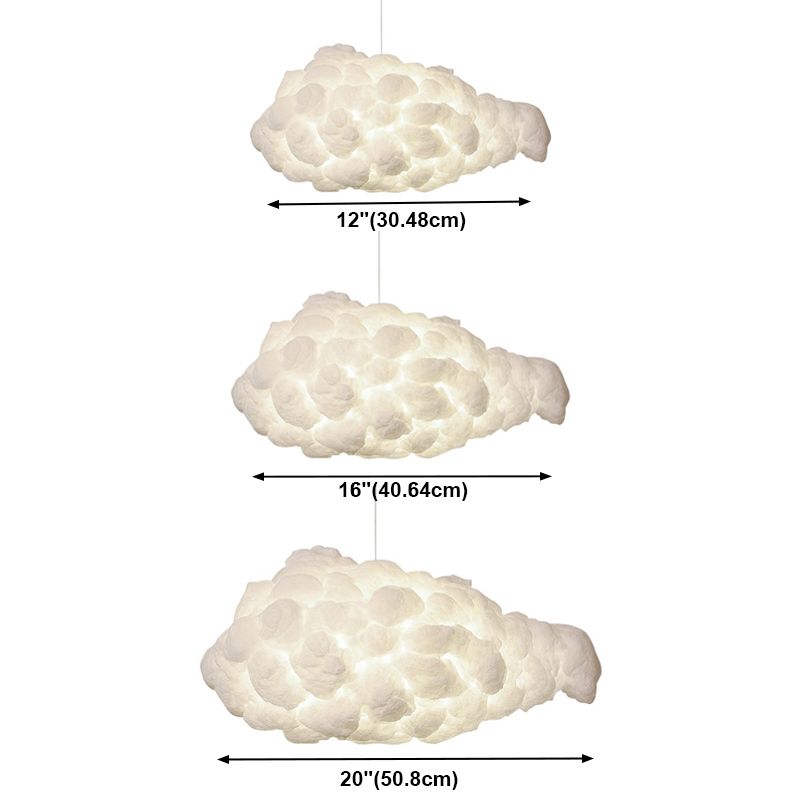 White 1-Light Modern Hanging Lamp Kit Cloud Silk Pendant for Dining Room