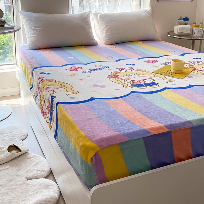 Super Soft Fitted Sheet Bed Flannel 1-Piece Printed Sheet Set