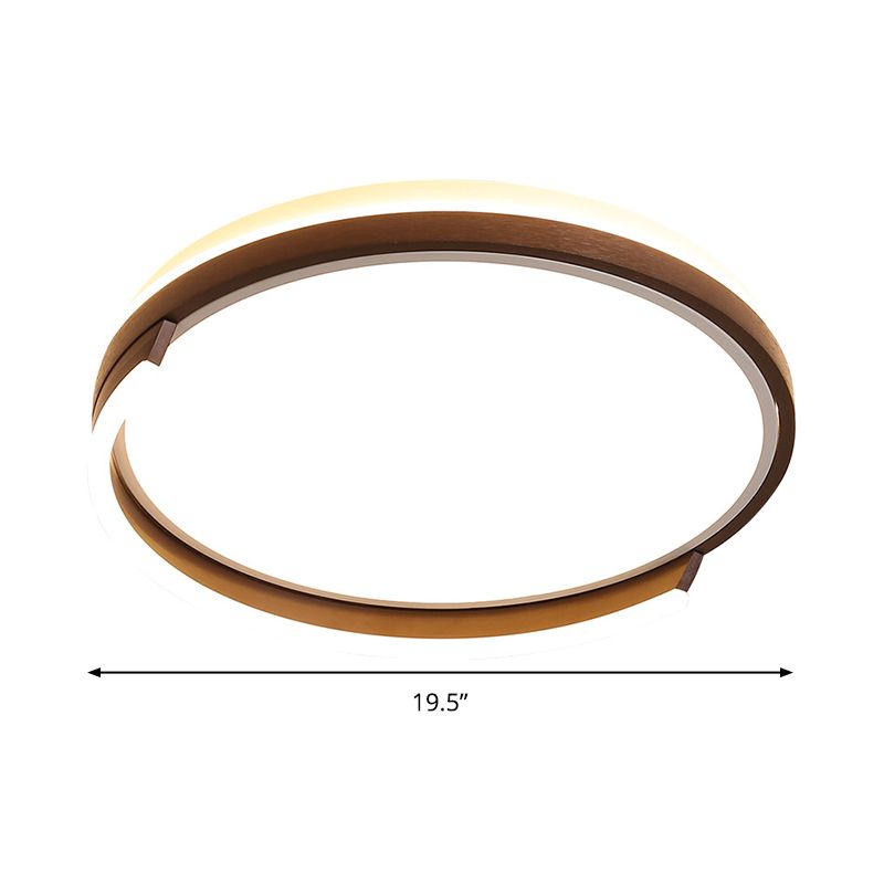 Ronde Metalen Flush Mount Lamp Hedendaagse Koffie 16 "/19.5" Breed LED Plafond Verlichting, White/3 Kleur Licht
