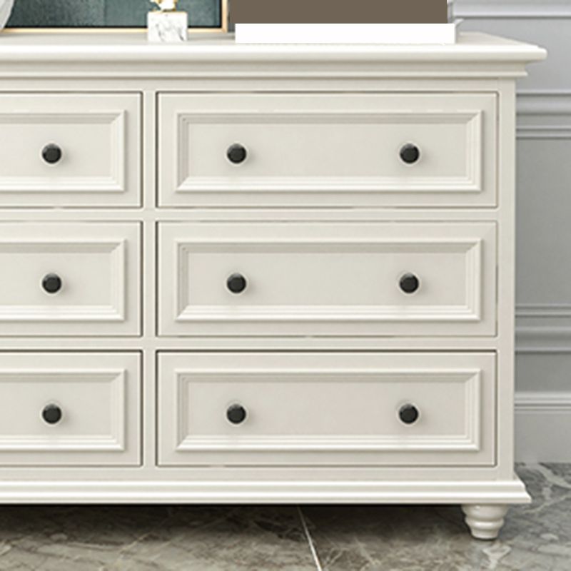 Glam White Wooden Horizontal Storage Chest with Drawers for Home