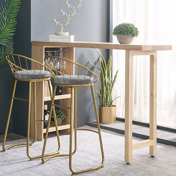 Modern Bar Table Set 1/3 Pieces Rectangle Pine Wood Counter Table for Milk Tea Shop