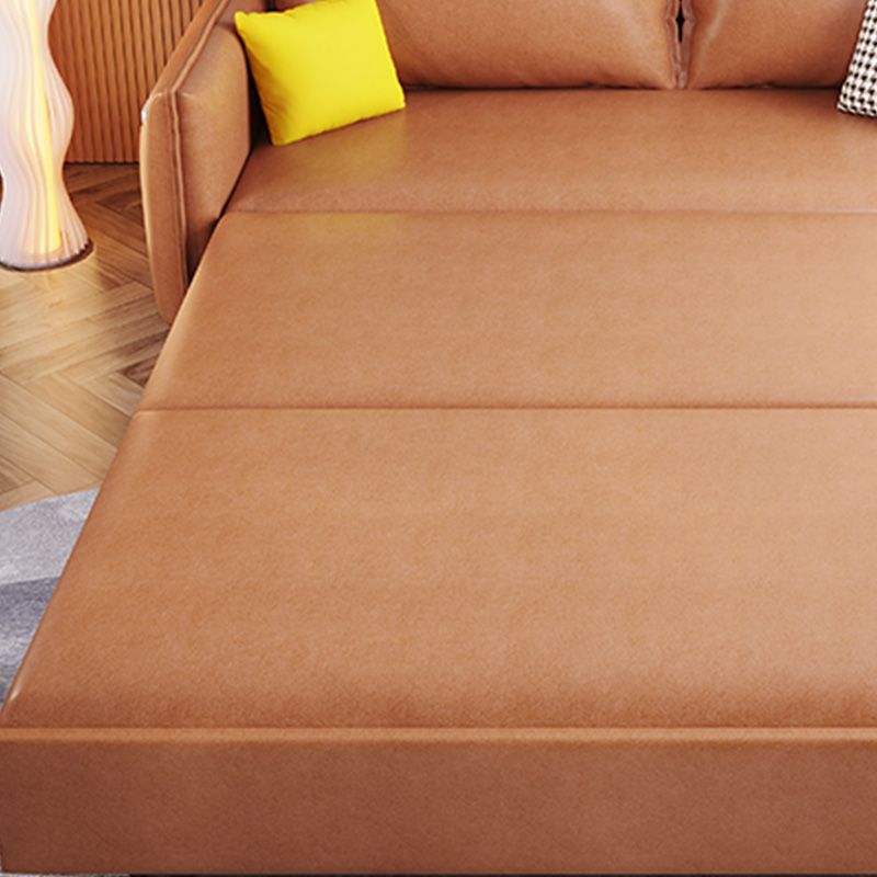 31" Wide Scandinavian Sleeper Sofa Futon Orange Faux Leather Sleeper Sofa