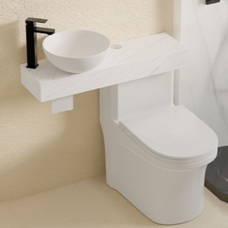 Contemporary White Ceramic Flush Toilet Floor Mounted Urine Toilet with Seat for Washroom