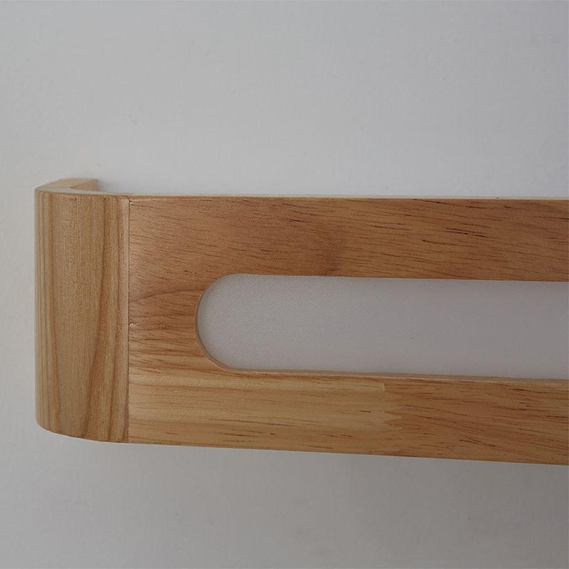 1-Light Retangular LED Wall Sconce Modern Simple Style Wood Wall Lighting in Brown