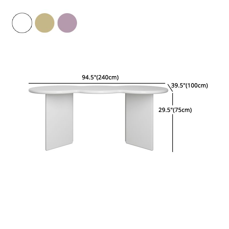 Free Form Solid Wood Dining Table Double Pedestal Furniture in Matte Finish