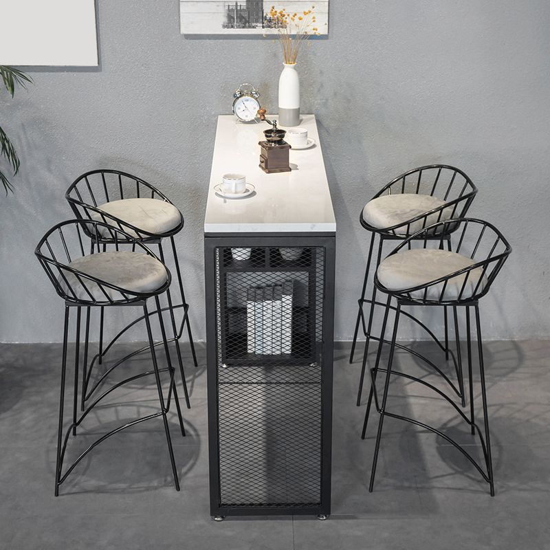 Indoor Rectangle Bar Pub Table Set 1/2/3/5 Pieces with Storage Metal Pub Set