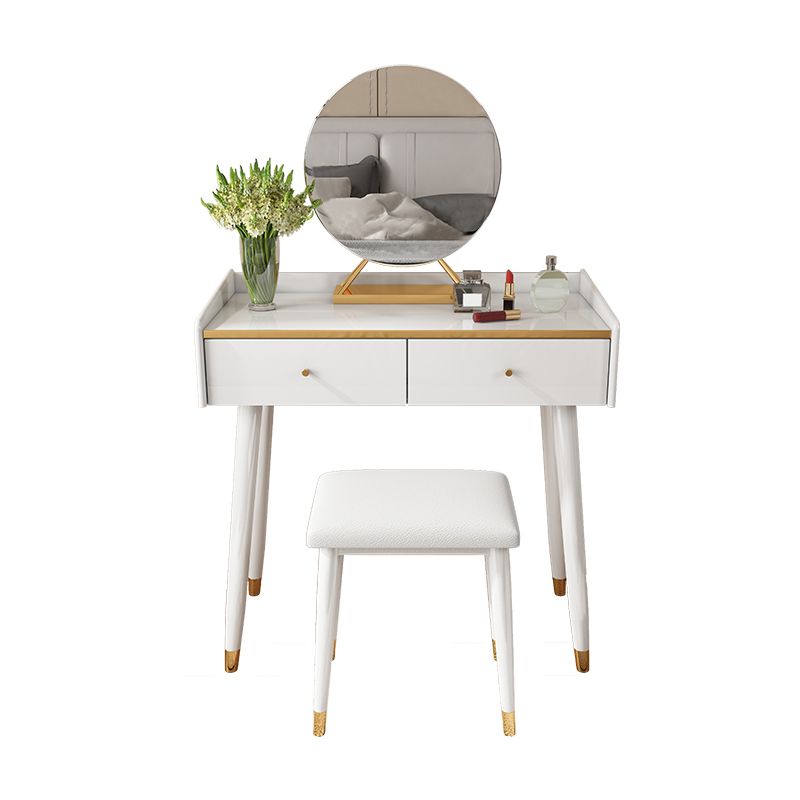 31.5" W Makeup Vanity Table Set in White with 2 Storage Drawers