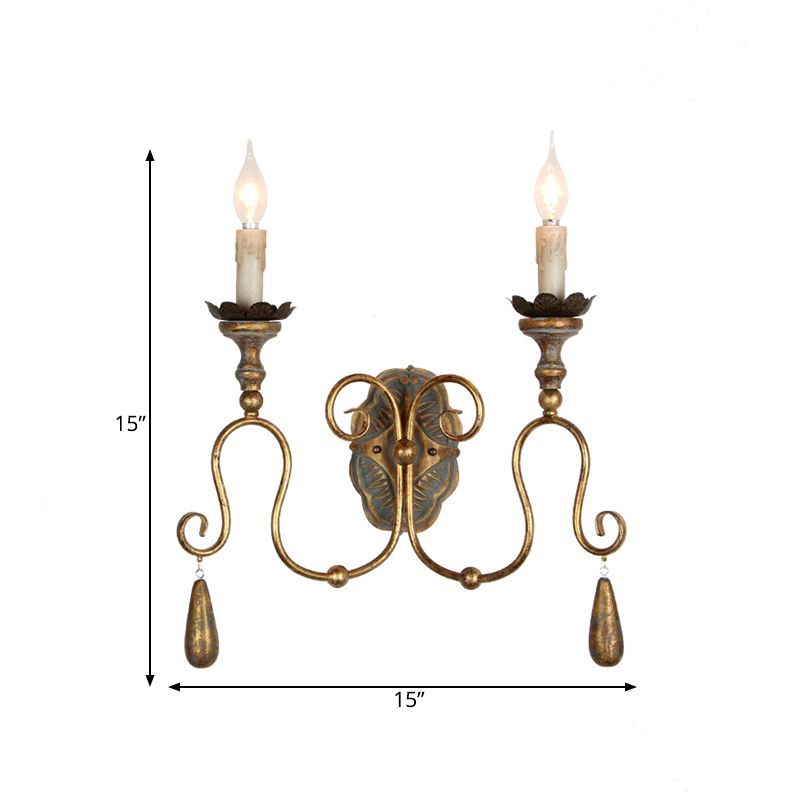 Candle chambre Vanité Sronce Light Countryside Metal 2 lumières