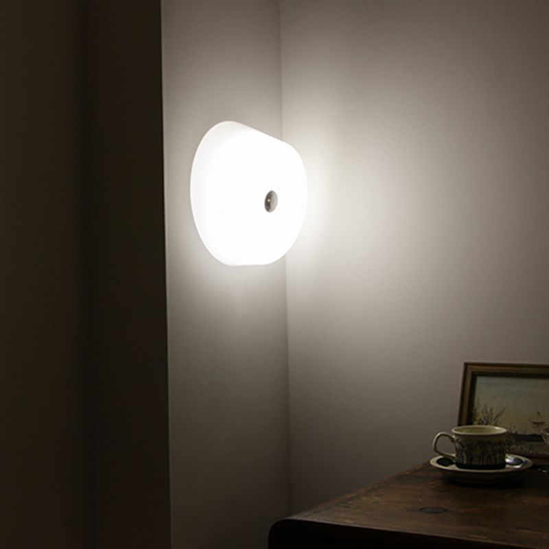 Glass Round Wall Sconce Lights Modern Style 1 Light Wall Mounted Lamps in White