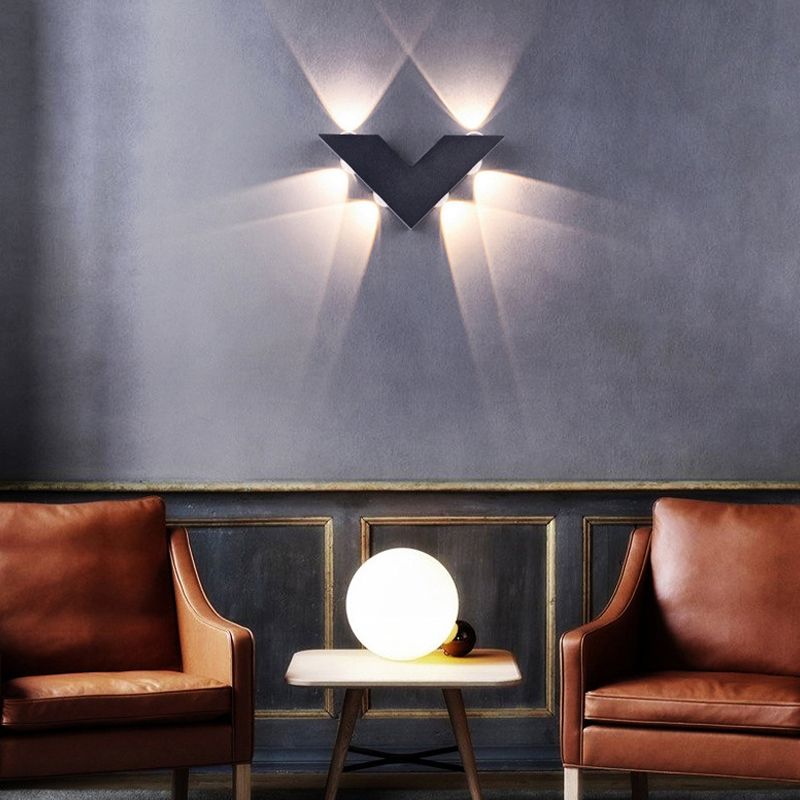 Geometric LED Wall Mount Black / White Metal Contemporary Wall Light