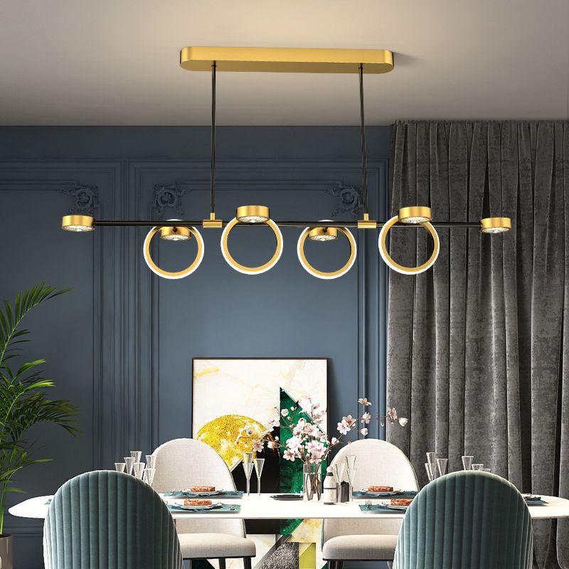 Gold Loops Island Light Postmodern LED Crystal Suspension Light for Dining Room