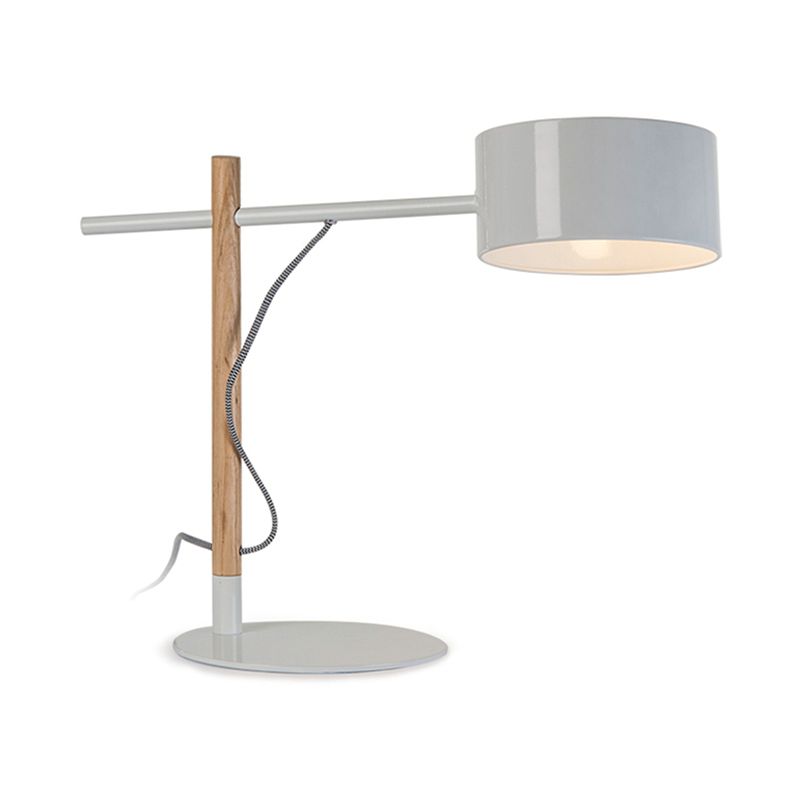Drum Shade Desk Lamp Contemporary Style Steel 1 Light Red/White Reading Book Light for Study Room