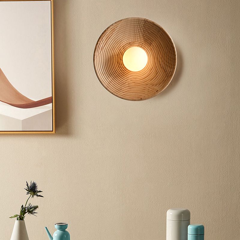 Modern Simple Wooden Wall Light Circle Shape Wall Lamp for Living Room
