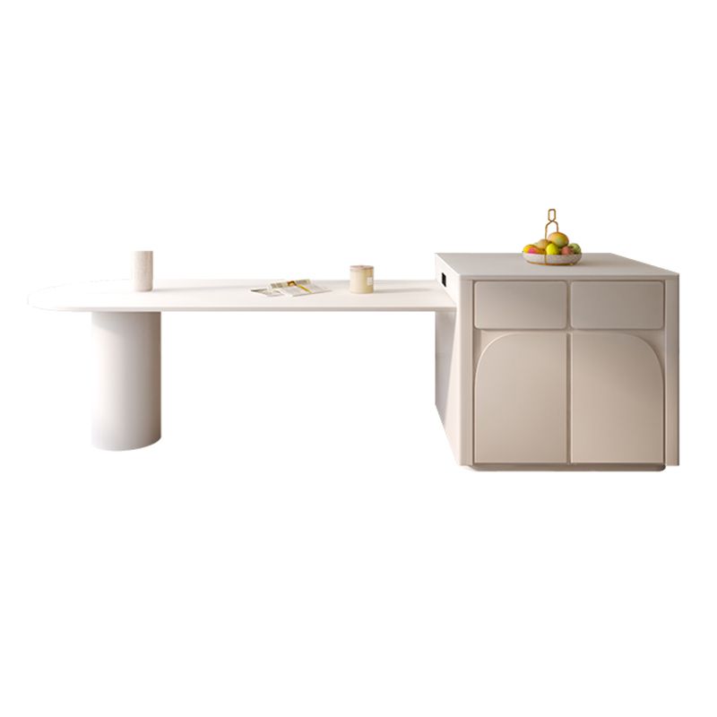 White Stone Top Dinette Table Modern Free Form Indoor Dining Table