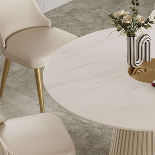 Nordic Glam Style Sintered Stone Dining Round Table Set 1/4/5/7 Pieces Dining Set