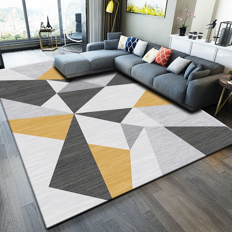 Trendy Rectangle Print Indoor Rug Polyester Carpet Non-Slip Backing Area Rug for Home Decoration