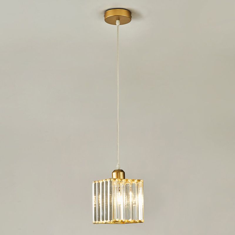 Contemporary Cube Pendant Light Crystal Hanging Pendant for Living Room