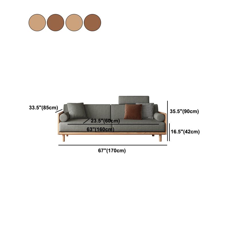 Contemporary Gray Standard Pillow Top Arm Stationary Linen Sofa