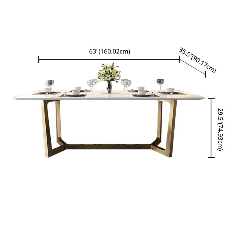 Home Scandinavian Style Sintered Stone Dining Bench Set Rectangular Dining Table with Trestle Base