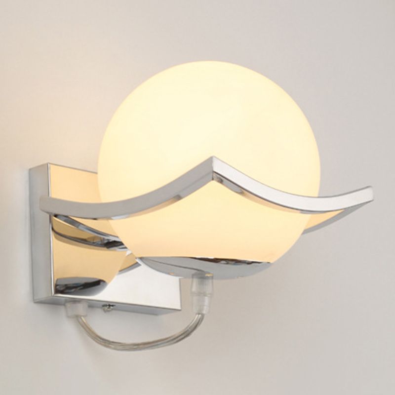Modern Contracted Ball 1 Head Glass Material Milky White Wall Lamp