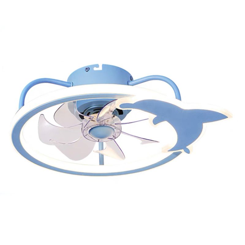 Luz del ventilador de techo circular mediterráneo Luz de la luz acrílico Dormitorio LED Semi Flush Light