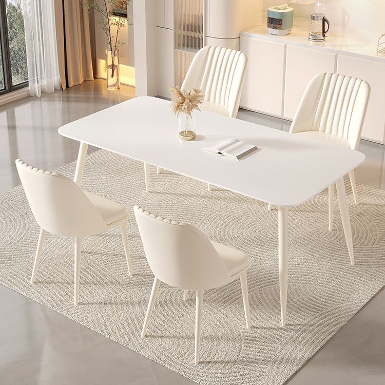 Rectangle 1/2/5/7 Pieces Furniture Sintered Stone Dining Set in White