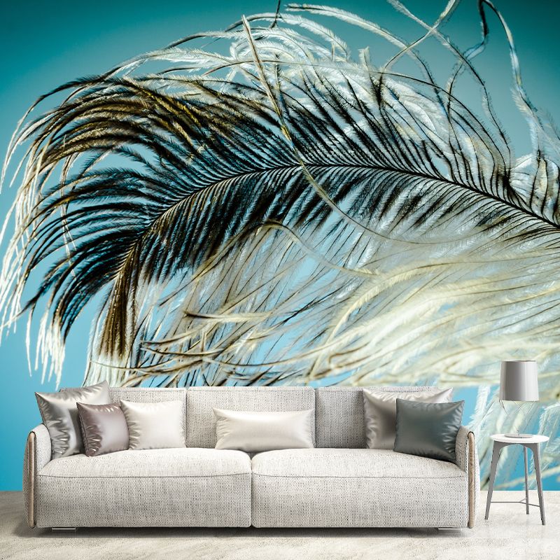 Environmental Feather Pattern Peel and Stick Wall Mural Indoor Photography Stain Resistant