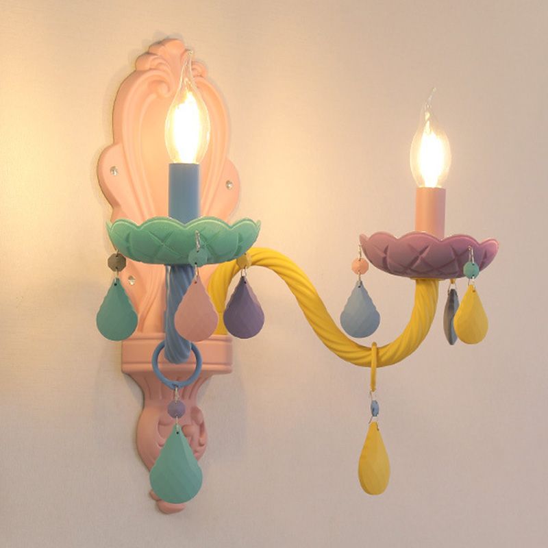Metal Wall Sconce Lighting Macaron Multi-Color Wall Light Fixture for Bedroom