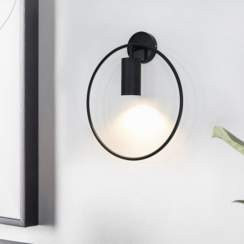 Modern Style Circle Shape Wall Sconce Metal 1 Light Sconces for Bedroom