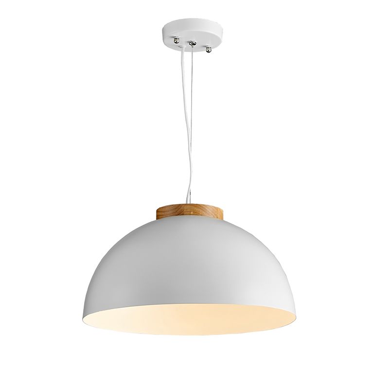 Koepelmetaal hanger verlichting Noordse 1-licht witte plafond ophanging lamp voor restaurant