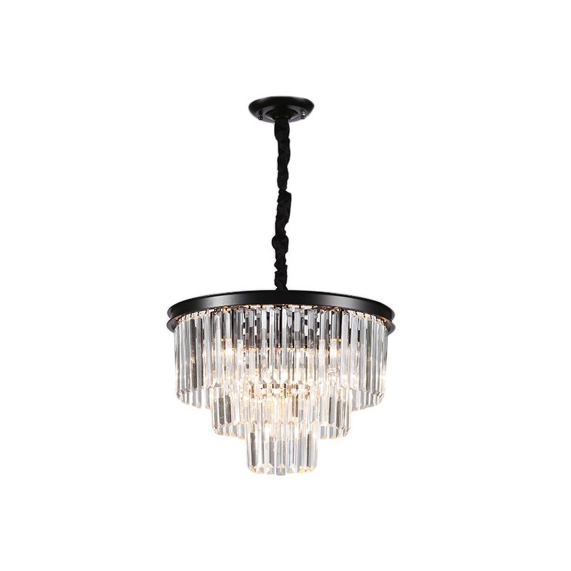 Lampada lampadinale conica regolabile in nero/oro Minimalista 6/9/15 Light Crystal Crystal Pendant Lighting, 19,5 "/23,5" /31,5 "W