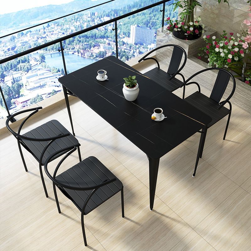 Modern 1/5/7 Pieces Metal Dining Set Stone Table Set for Outdoor