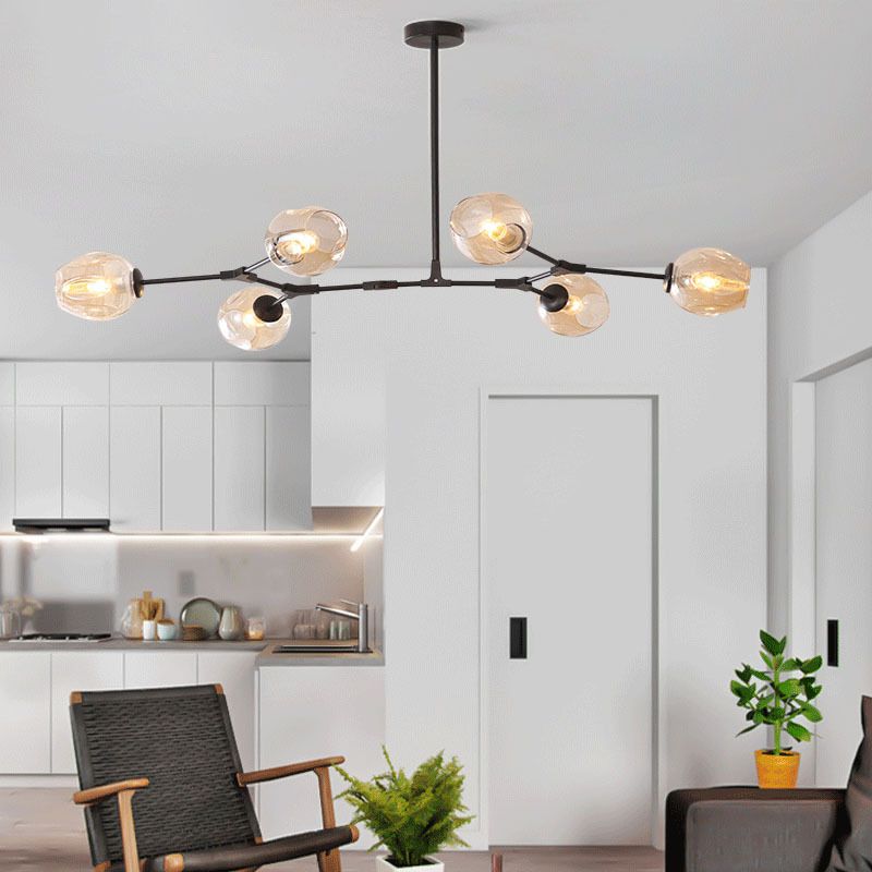 Contemporary Transparent Glass Chandelier Light Fixtures Living Room Hanging Chandelier