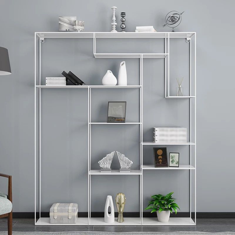 White and Black Etagere Bookshelf Modern Iron Open Bookshelf