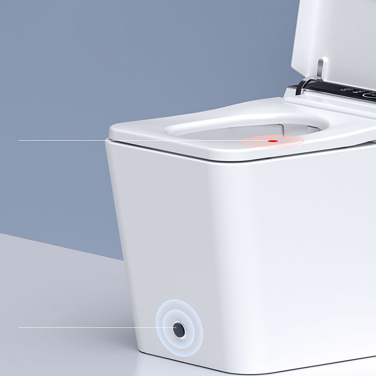 Foot Sensor Smart Toilet Elongated Contemporary Ceramic White