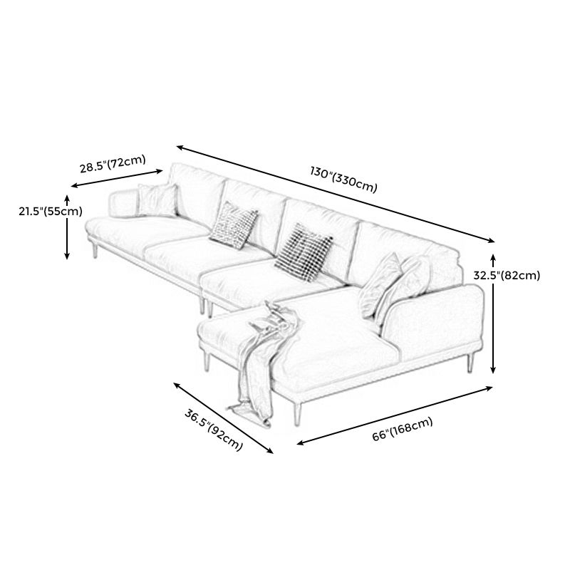 Recessed Arm Cushion Back Contemporary Cotton Living Room Sofa