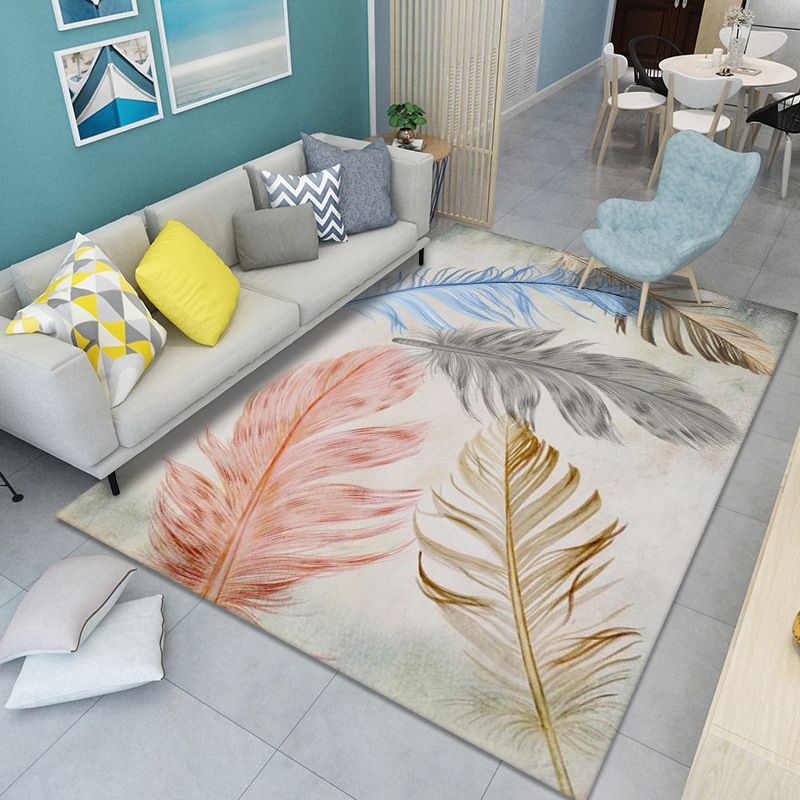 Light Pink Modern Carpet Polyester Feather Area Carpet Stain Resistant Carpet for Home Decor