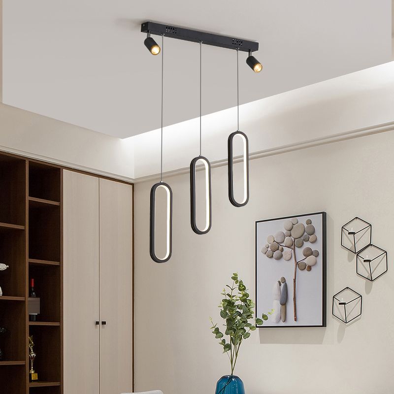 Contemporary Style Linear Island Lighting Metal Island Lighting in Black