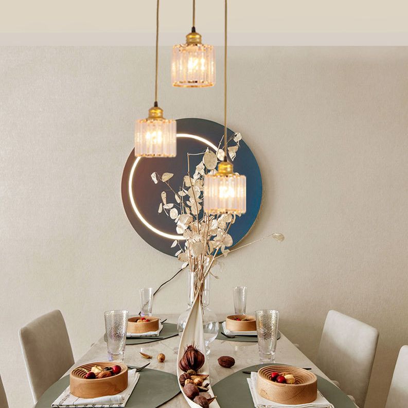 3 luci cilindri multiple lampada a sospensione di vetro a coste industriale luce con cavo sospeso per il ristorante