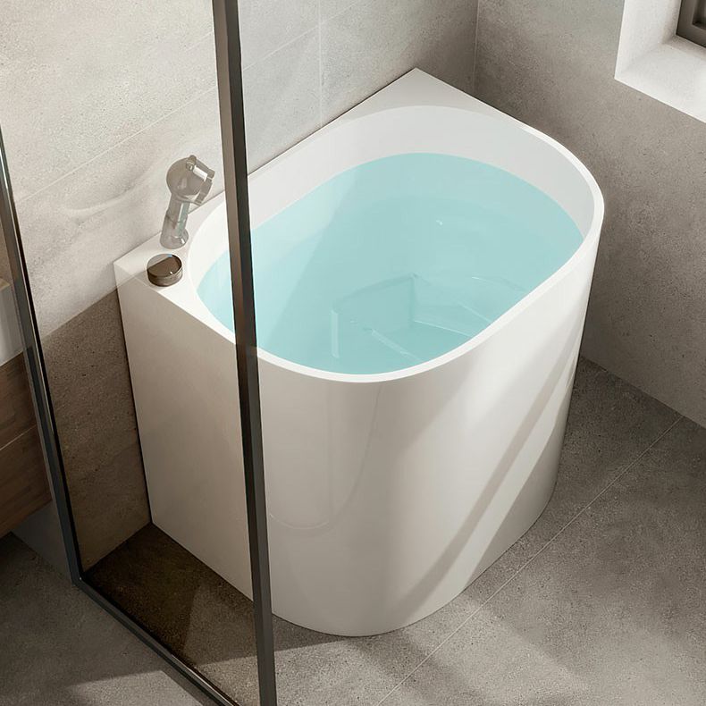 Modern Style Acrylic Soaking Bathtub Oval Back to Wall Bathtub in White