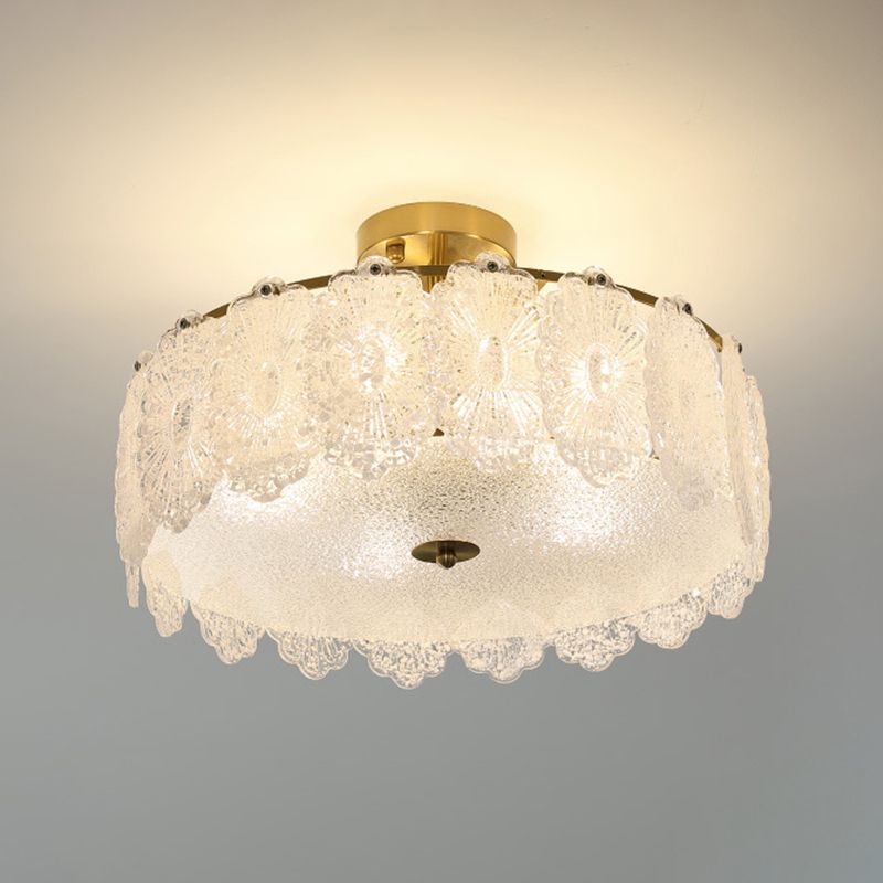 Multi Lights Ceiling Mount Light Modern Style Round with Glass Shade for Bedroom