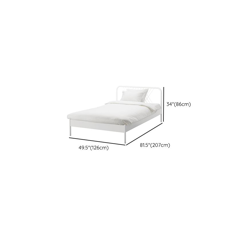 White Metal Panel Bed Glam Standard Bed with Open-Frame Headboard