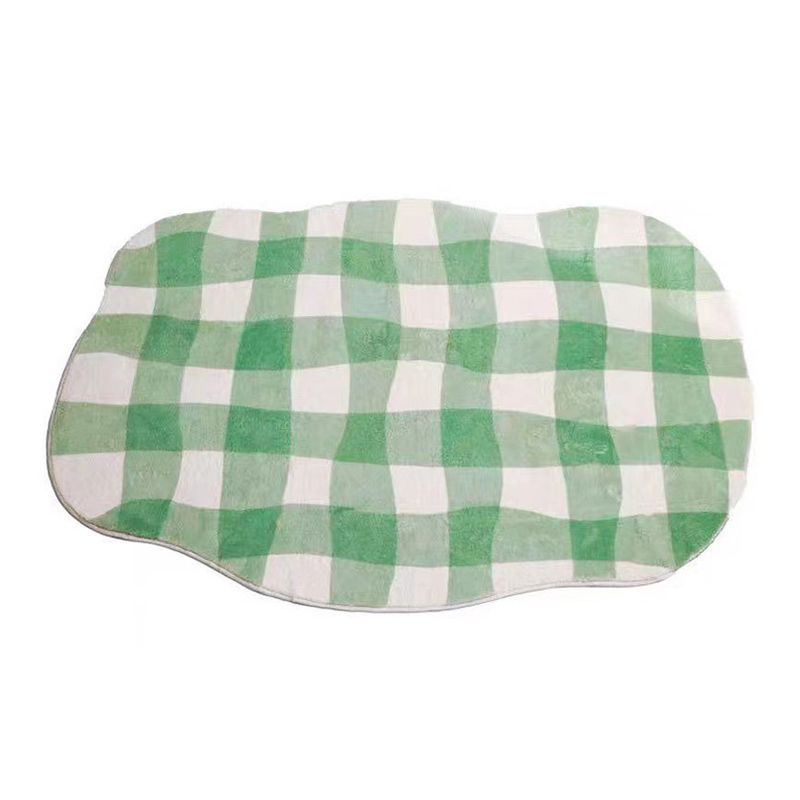 Yellow Check Rug Polyester Simple Rug Stain Resistant Rug for Home Decor