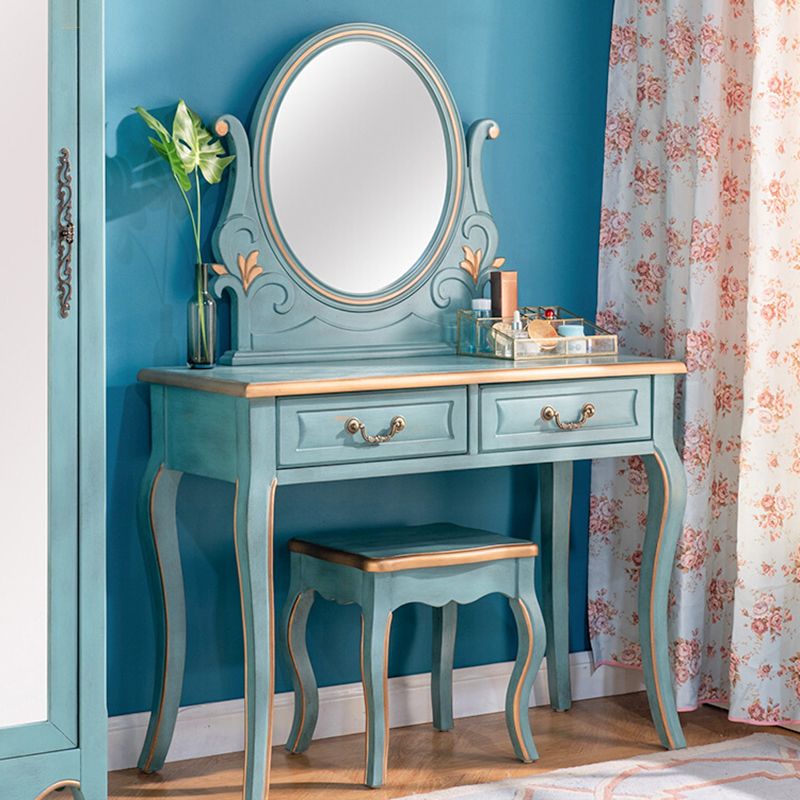 Victorian Make-up Vanity with Drawer and Mirror, Solid Wood Vanity Dressing Table