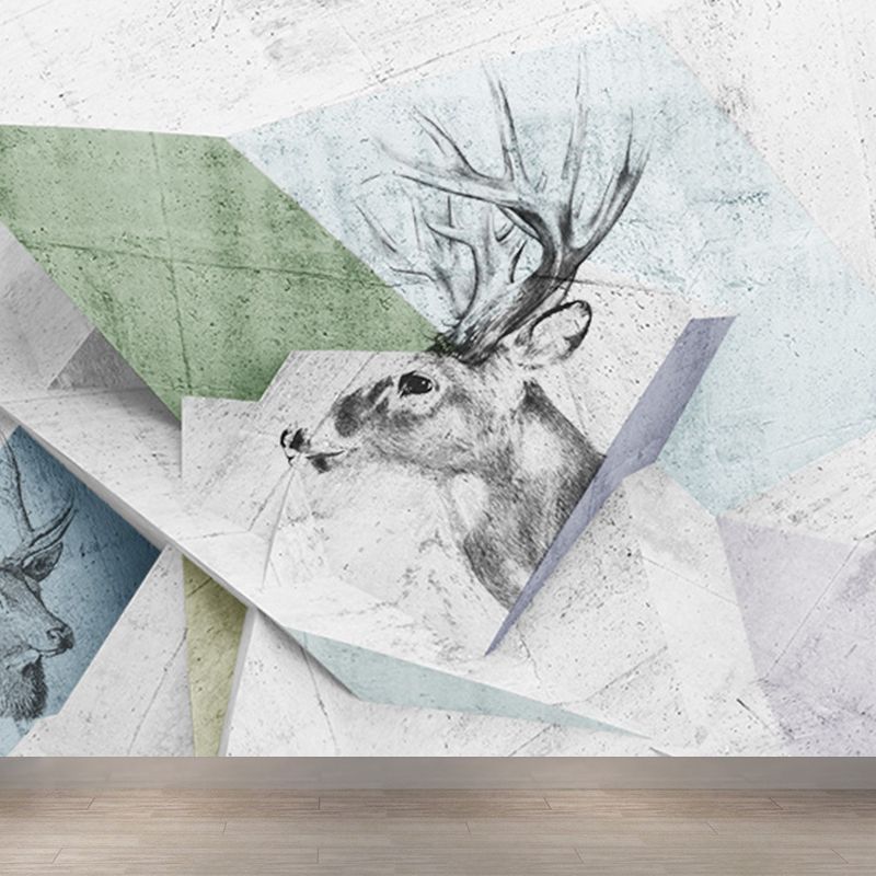 Illustration Tame Moose Mural Decal for Living Room, Soft Color, Custom Size Available